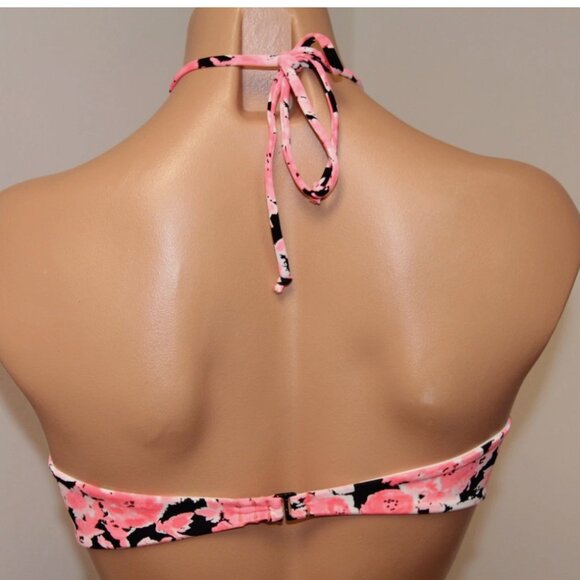 NWT VOLCOM Swimsuit Bikini Bra top Size M Electric Coral Floral Bandeau - Picture 3 of 3